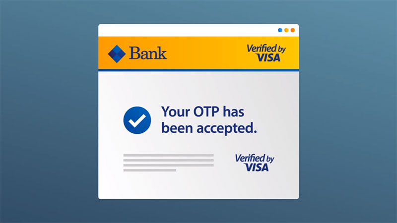 Visual of a bank validation message issued during secure online shopping with 3-D Secure